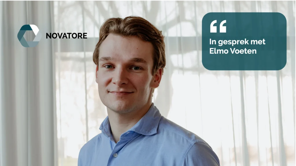 Elmo Voeten, met de tekst In gesprek met Elmo Voeten